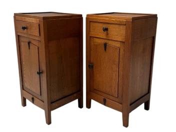 Two Art Deco Amsterdamse School Nightstands or Bedside Tables, 1920s